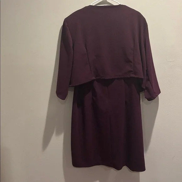 Maroon Dress with White Trim and maroon cropped blazer. Size 14W. - Picture 4 of 7